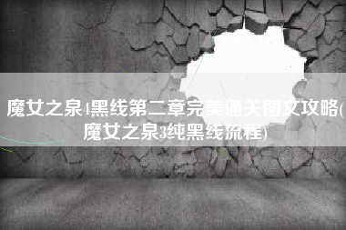 魔女之泉4黑线第二章完美通关图文攻略(魔女之泉3纯黑线流程)