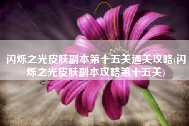 闪烁之光皮肤副本第十五关通关攻略(闪烁之光皮肤副本攻略第十五关)