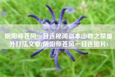 阴阳师苍风一目连秘闻副本山巅之禁番外打法文章(阴阳师苍风一目连图片)