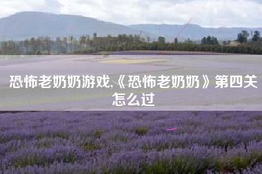 恐怖老奶奶游戏,《恐怖老奶奶》第四关怎么过