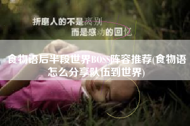 食物语后半段世界BOSS阵容推荐(食物语怎么分享队伍到世界)