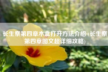 长生祭第四章木盒打开方法介绍 (长生祭第四章图文超详细攻略)