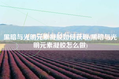 黑暗与光明元素凝胶如何获取(黑暗与光明元素凝胶怎么做)