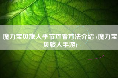 魔力宝贝旅人季节查看方法介绍 (魔力宝贝旅人手游)