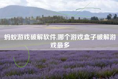 蚂蚁游戏破解软件,哪个游戏盒子破解游戏最多