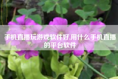 手机直播玩游戏软件好,用什么手机直播的平台软件