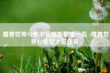 魔兽世界9.2希尔瓦娜斯彩蛋一览 (魔兽世界9.2希望之征任务)