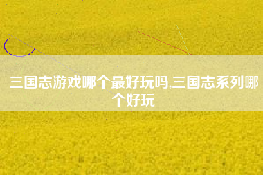 三国志游戏哪个最好玩吗,三国志系列哪个好玩