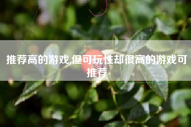 推荐高的游戏,但可玩性却很高的游戏可推荐