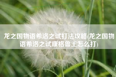 龙之国物语希洛之试打法攻略(龙之国物语希洛之试康格鲁王怎么打)