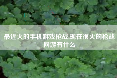 最近火的手机游戏枪战,现在很火的枪战网游有什么