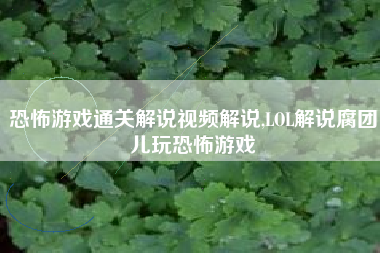 恐怖游戏通关解说视频解说,LOL解说腐团儿玩恐怖游戏