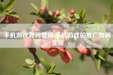 手机游戏如何营销,手机游戏的推广如何变现