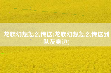 龙族幻想怎么传送(龙族幻想怎么传送到队友身边)