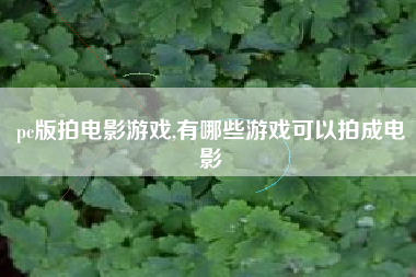 pc版拍电影游戏,有哪些游戏可以拍成电影