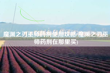 魔渊之刃巫师药剂使用攻略(魔渊之刃巫师药剂在那里买)
