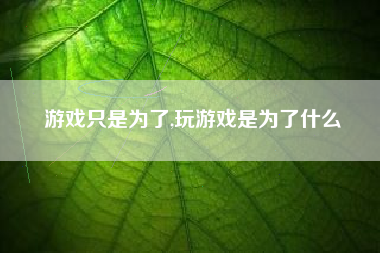 游戏只是为了,玩游戏是为了什么