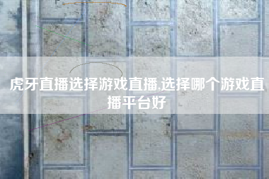 虎牙直播选择游戏直播,选择哪个游戏直播平台好