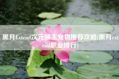 黑月Extend次元领主宠物推荐攻略(黑月extend职业排行)