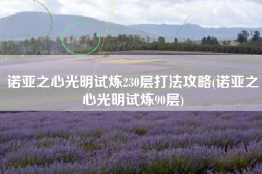 诺亚之心光明试炼230层打法攻略(诺亚之心光明试炼90层)