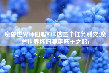 魔兽世界怀旧服WLK这三个任务别交(魔兽世界怀旧服巫妖王之怒)