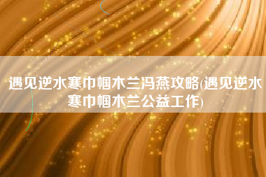 遇见逆水寒巾帼木兰冯燕攻略(遇见逆水寒巾帼木兰公益工作)