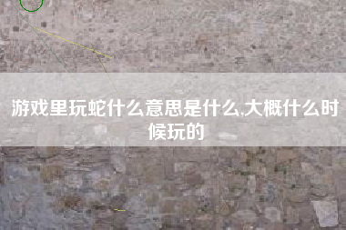 游戏里玩蛇什么意思是什么,大概什么时候玩的