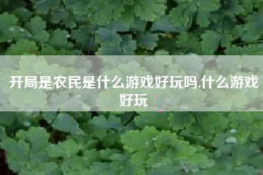 开局是农民是什么游戏好玩吗,什么游戏好玩