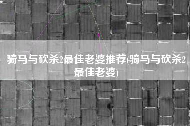 骑马与砍杀2最佳老婆推荐(骑马与砍杀2最佳老婆)