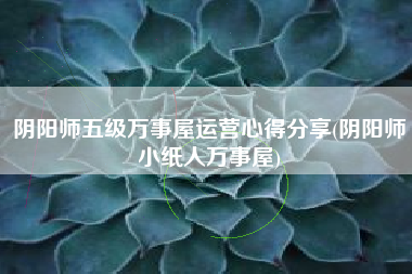 阴阳师五级万事屋运营心得分享(阴阳师小纸人万事屋)