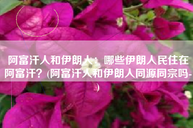 阿富汗人和伊朗人：哪些伊朗人民住在阿富汗？(阿富汗人和伊朗人同源同宗吗-)