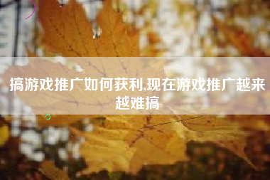 搞游戏推广如何获利,现在游戏推广越来越难搞