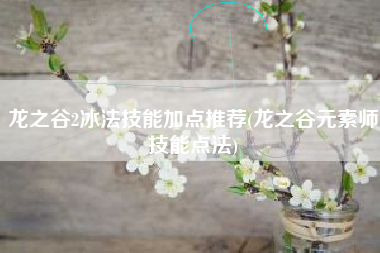 龙之谷2冰法技能加点推荐(龙之谷元素师技能点法)