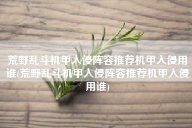 荒野乱斗机甲入侵阵容推荐机甲入侵用谁(荒野乱斗机甲入侵阵容推荐机甲入侵用谁)