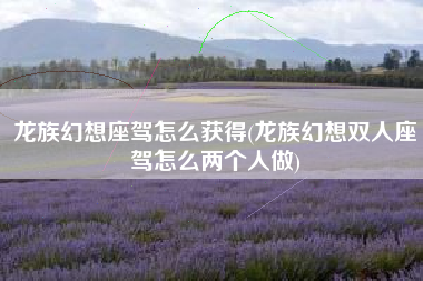 龙族幻想座驾怎么获得(龙族幻想双人座驾怎么两个人做)