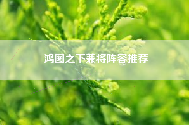 鸿图之下兼将阵容推荐