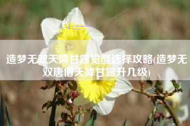 造梦无双天降甘露觉醒选择攻略(造梦无双唐僧天降甘露升几级)