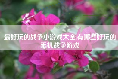 最好玩的战争小游戏大全,有哪些好玩的手机战争游戏