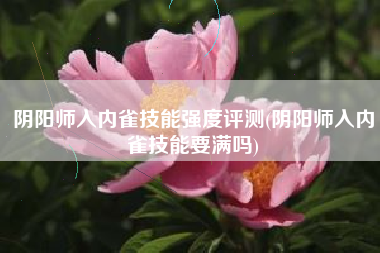 阴阳师入内雀技能强度评测(阴阳师入内雀技能要满吗)