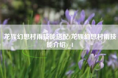 龙族幻想村雨技能搭配(龙族幻想村雨技能介绍)_1
