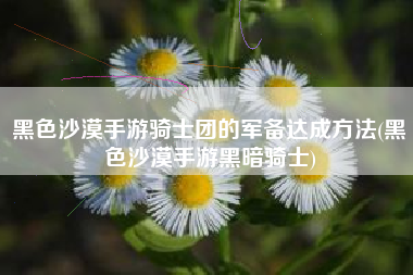 黑色沙漠手游骑士团的军备达成方法(黑色沙漠手游黑暗骑士)