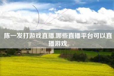 陈一发打游戏直播,哪些直播平台可以直播游戏