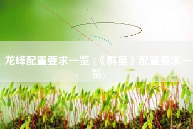 龙峰配置要求一览 (《群星》配置要求一览)