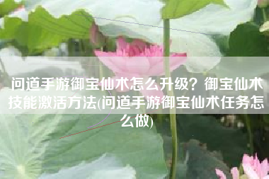 问道手游御宝仙术怎么升级？御宝仙术技能激活方法(问道手游御宝仙术任务怎么做)