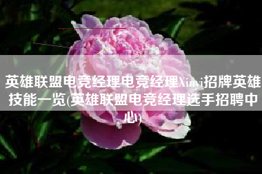 英雄联盟电竞经理电竞经理Xinyi招牌英雄技能一览(英雄联盟电竞经理选手招聘中心)