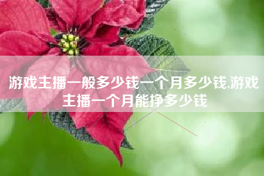 游戏主播一般多少钱一个月多少钱,游戏主播一个月能挣多少钱