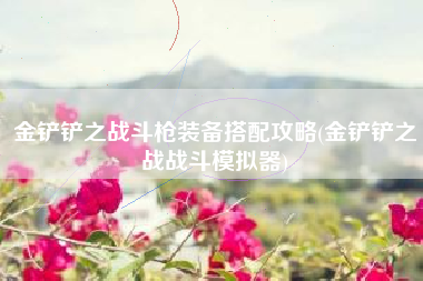 金铲铲之战斗枪装备搭配攻略(金铲铲之战战斗模拟器)