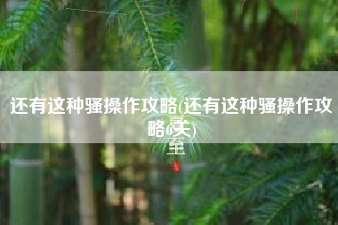 还有这种骚操作攻略(还有这种骚操作攻略6关)