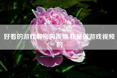 好看的游戏解密向视频,我是做游戏视频的