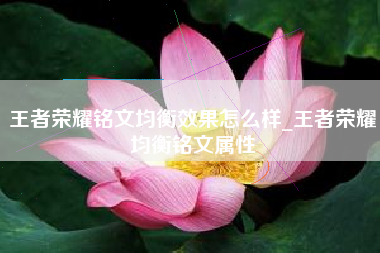 王者荣耀铭文均衡效果怎么样_王者荣耀均衡铭文属性